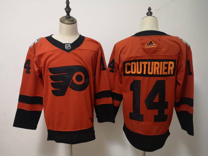 Men Philadelphia Flyers 14 Couturier Orange Adidas Third Edition Adult NHL Jersey